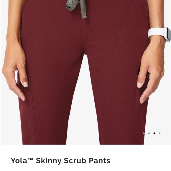 FIGS SCRUBS XS SET- Burgundy -casma top and yola skinny pants. - Picture 3 of 4